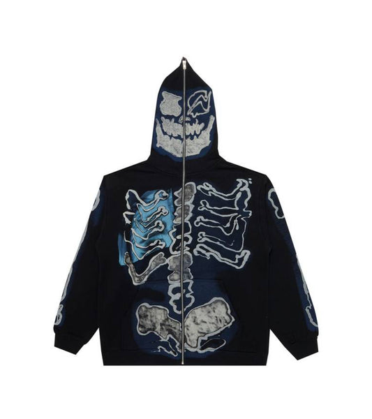 Travis Scott Cactus Jack For Fragment Skeleton Graffiti Full Zip Hoodie