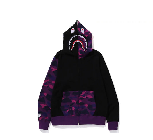 BAPE Color Camo Shark Full Zip Hoodie Purple